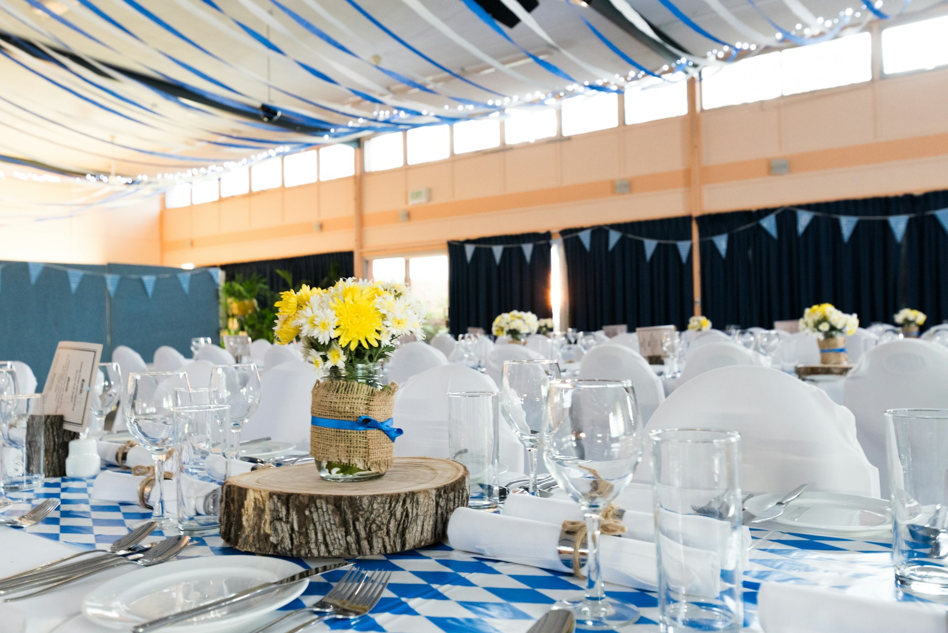 A&C Event Space equipment setup — tables, chairs, and party rental